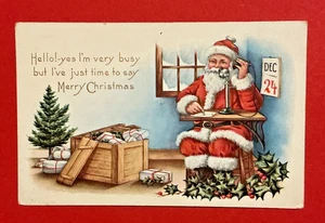 Präge-AK Ansichtskarte, Weihnachtsmann telefoniert, ca. 1913 - Bild 1 von 2
