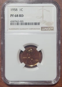1958 Lincoln Wheat Cent NGC PF-68 RD Gem Brilliant Proof PF68 RED Certified - Picture 1 of 4