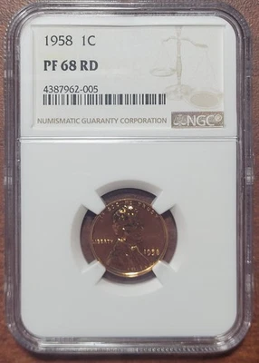 1958 Lincoln Wheat Cent NGC PF-68 RD Gem Brilliant Proof PF68 RED Certified - Image 1 of 4