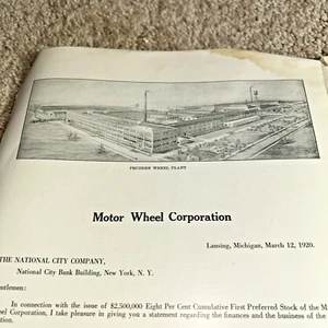 1920 MOTOR WHEEL CO. Lansing Michigan PREFERRED STOCK PROSPECTUS - Picture 1 of 12