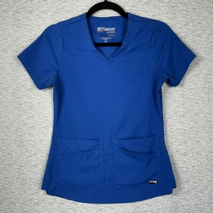 Greys Anatomy Damen XXS Scrub Top Shirt royalblau Elasthan Stretch BARCO Krankenschwester - Bild 1 von 13