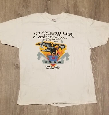 Camiseta De Colección Steve Miller Band 1999 Última Llamada Gira de Conciertos Talla XL George Thorogood Foto 1 de 4
