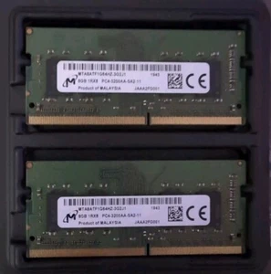 Micron 16GB (8GB X 2) 1Rx16 PC4 25600 3200A DDR4 260pin Laptop RAM - Picture 1 of 1