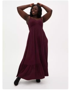 Maxi Vestido Torrid Súper Suave en Niveles Púrpura Sólido Cuello en V Sin Mangas Talla 3X - Imagen 1 de 8