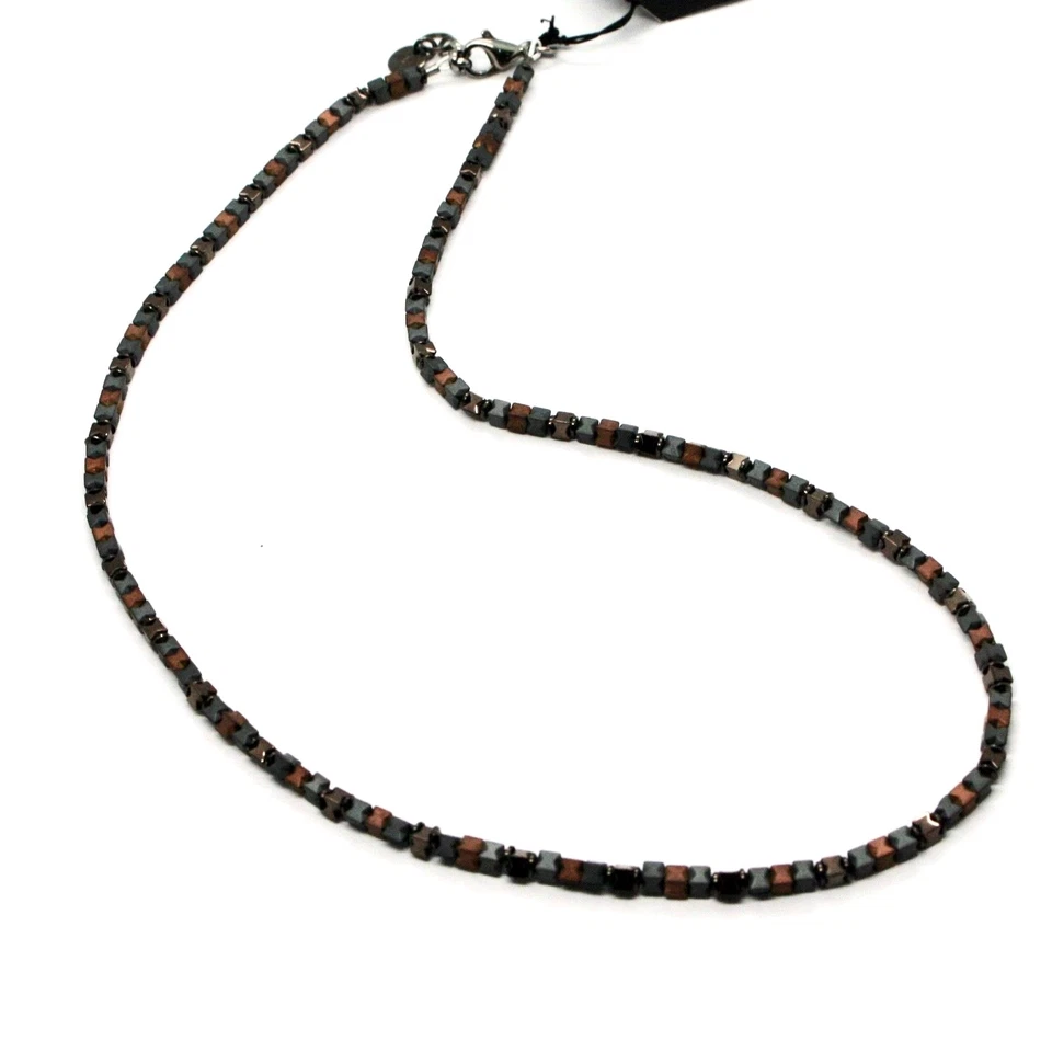 COLLANA IN ARGENTO 925 BRUNITO CON EMATITE SATINATA MADE IN ITALY BY MASCHIA - Immagine 1 di 4