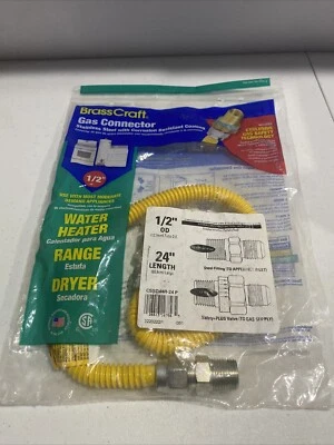 Brasscraft 燃气连接器 1/2 英寸热水器范围烘干机 24 英寸 L CSSD44R-24P 全新 — 第 1/4 张图片