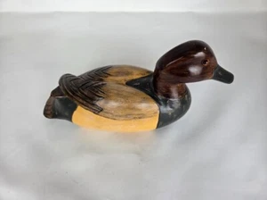 Hand Carved Wooden Duck Figurine with Glass Eye Folk Art Shelf Decor Rustic - Picture 1 of 8