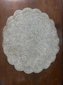 Nicole Miller Beaded 13” Silver Scalloped Placemat x4 - Picture 1 of 5