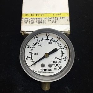 Marsh Instrument Pressure Gauge Dial, 2.5" Panel, 16781, 1/4”, 0 - 1100 KPA - Picture 1 of 3