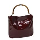 GUCCI Bamboo Hand Bag Patent leather Red 001 2113 1638 Auth ti1577
