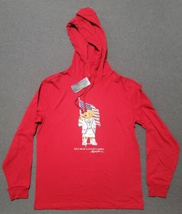 Polo Ralph Lauren Men's Red Team USA Polo Bear Graphic Hooded T-Shirt Small - Picture 1 of 14
