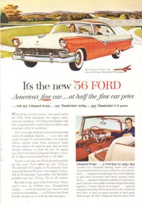 1955 'new Ford' Print Ad America's Fine car, Lifeguard Design, Fairlane Victoria - Picture 1 of 1