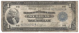 1918 $1.00 Federal Reserve Note of St. Louis Missouri + No Reserve! - Picture 1 of 2