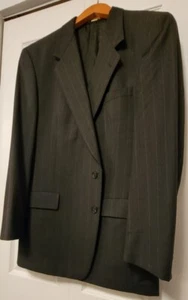 Hart Schaffner & Marx Mens 44L Suit Jacket Blazer Sport Coat Black Pinstripe - Picture 1 of 10