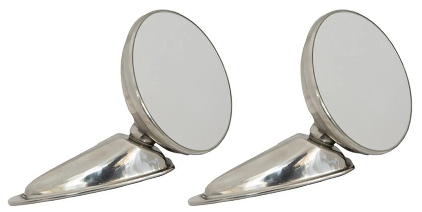 Motamec Classic Car 03 Side Door Wing Mirror X2 Chrome Steel Round