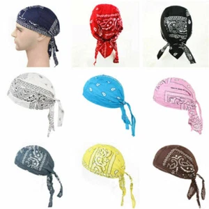 Cool Fitted Biker Bandanna Head Wrap Tie Down Scarf Pirate Du Rag Doo Skull Cap - Picture 1 of 28