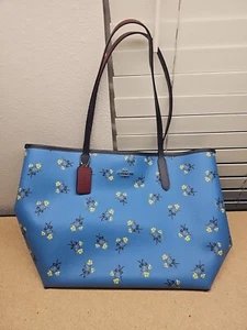 Coach City Tote with Floral Bow Print Blue (F2) - Picture 1 of 15