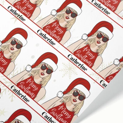 Taylor Swift Merry Swiftmas Personalised Wrapping Paper - Image 1 of 4