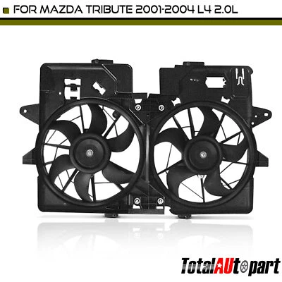 Ventilador de refrigeração radiador duplo com conjunto de cobertura para Mazda Tribute 2001 2002-2004 - Imagem 1 de 4