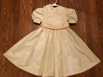 Vestido de colección FLorence Eiseman para niñas pequeñas marfil con brotes rosa melocotón talla 4 Foto 1 de 4