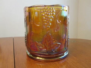 DE COLECCIÓN INDIANA VIDRIO IRIDISCENTE COSECHA UVA CARNAVAL VIDRIO CARAMELO PLATO SIN TAPA - Imagen 1 de 5