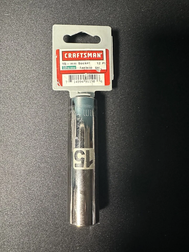 Craftsman 45940 15 mm 1/2" Drive 12 pt. Easy Read Deep Socket S-AG - Image 1 of 1