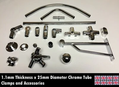 YORKSHIRE DISPLAYS LIMITED 1'' x 1.1mm Thick Pipe Clothes Garment Rail Walk In Wardrobe Chrome 25mm Tube