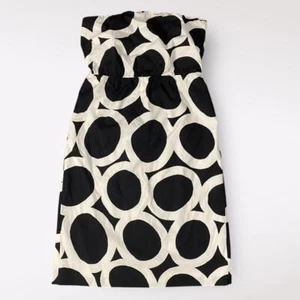 J. Crew NWOT Strapless Geometric Mini Dress Womens Size 4 Black White - Picture 1 of 11