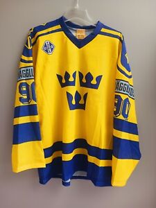 1990 Ice Hockey European Championship Sweden Jersey Shirt Size Large Tackla