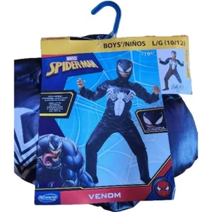 Marvel SPIDER-MAN Venom Muscle Padded Jumpsuit Costume Child Large 10/12 NEW - Picture 1 of 2