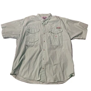 Camicia Columbia uomo XXL verde PFG con bottoni manica corta ricamata sfiato posteriore - Foto 1 di 10