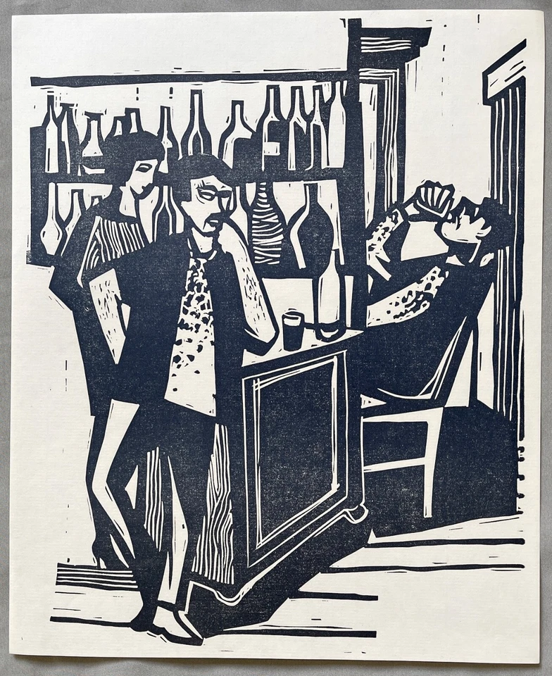 Hans Rahn 1905 - 1991 Linolschnitt Motiv: In der Bar, nicht signiert - Bild 1 von 1