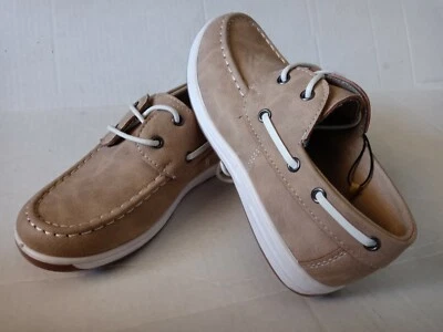Mario Lopez Boy's / Kid's size 1 Beige  Lace Up Loafers Deck Shoes - Image 1 of 4