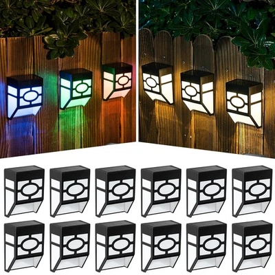 4-12 Pcs LED Solar Fence Lights Outdoor Deck Wall Stair Step Garden Lamp 8 Color - Image 1 of 4