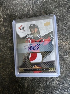 2018 Upper Deck Team Canada Junior Patch Auto 091/199 Ty Dellandrea Card# 28 - Picture 1 of 2
