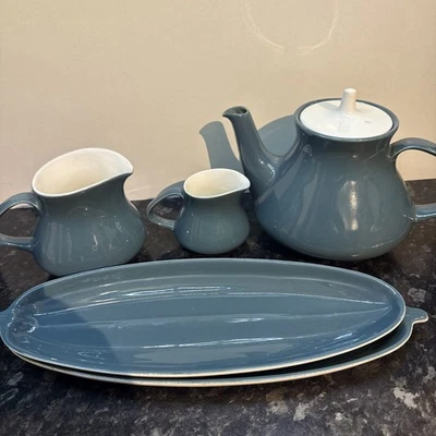 Poole Pottery Coffee Pot & Water Jug & Cups & Saucers Poole Blue - Image 1 of 2