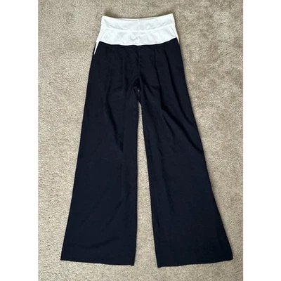 "Pantalón analina JOIE en azul marino y blanco 4 mujer pierna ancha nuevo tiro alto 28""" Foto 1 de 4