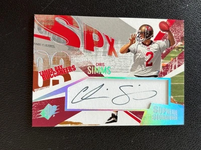 Chris Simms 2003 SPx autógrafo automático radiocontrol Texas Longhorns TB Buccaneers E22 Foto 1 de 2