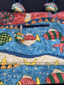 Sun N Sand Large Canvas Tote Bag Featuring Vibrant Tropical Fish Ocean Design B6 - Picture 1 of 9