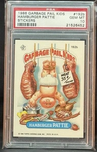 1986 GARBAGE PAIL KIDS SERIES 5 #192B HAMBURGER PATTIE PSA 10 GEM MINT - Picture 1 of 2