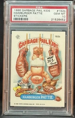 1986 GARBAGE PAIL KIDS SERIES 5 #192B HAMBURGER PATTIE PSA 10 GEM MINT - Image 1 of 2