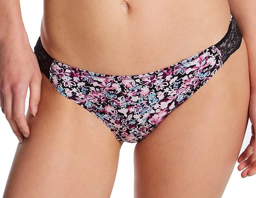 Maidenform Comfort Devotion Lace Trim Tanga Panty 40159 Pink Print 8 XL S&h