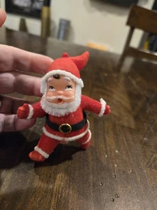 Vintage Flocked Santa Figure 4” - Picture 1 of 4