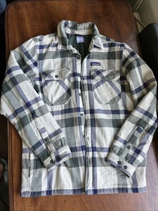 Patagonia Mens Insulated Organic Cotton Fjord Flannel Shirt Jacket Size M Padded - Picture 1 of 7