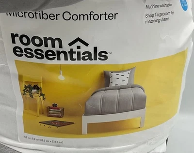 Room Essentials Reversible Microfiber Comforter Twin/Twin XL Gray - Image 1 of 4