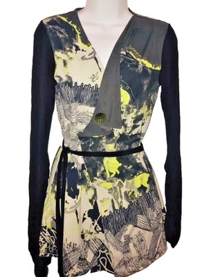 Save The Queen Women’s V Neck Multicolored Long Sleeve Belted Top Size M - Image 1 of 4