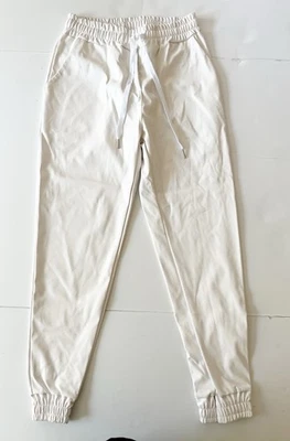 Venti6 Faux Leather Joggers Pants Women L  26x25 White Stretch Drawstring  - Image 1 of 4