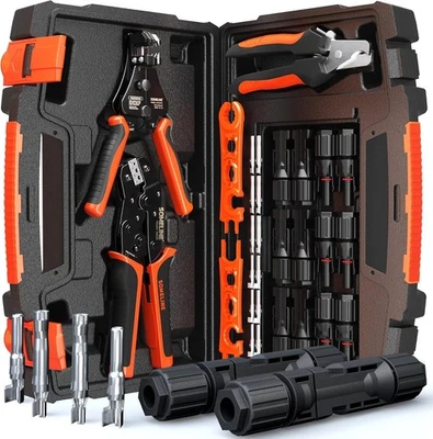 BRANDED SOMELINE® Solar Connector Crimping Tool Kit, 14-10 AWG Crimper for Solar Panel C
