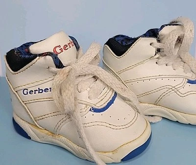 Vintage Gerber Toddler Baby Walking Sneakers Blue White Size 2 - Image 1 of 4