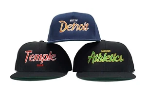 Custom Vintage Script Personalized Embroidered Creme Baseball Hat Snapback Cap - Picture 1 of 8